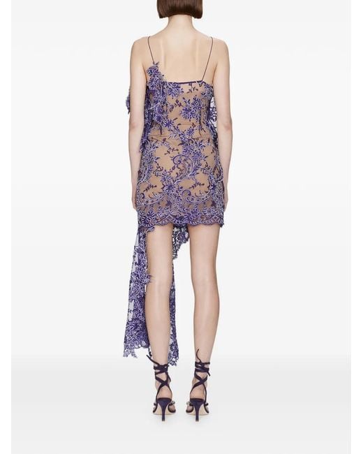 christopher esber verve lace floating silk dress Christopher Esber Floating Lace Mini Dress in Purple