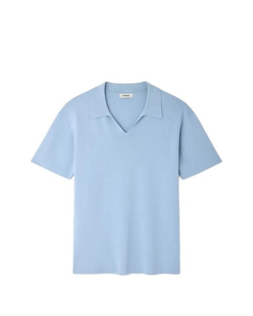 Sandro Blue Stretch Knit Polo Shirt for men