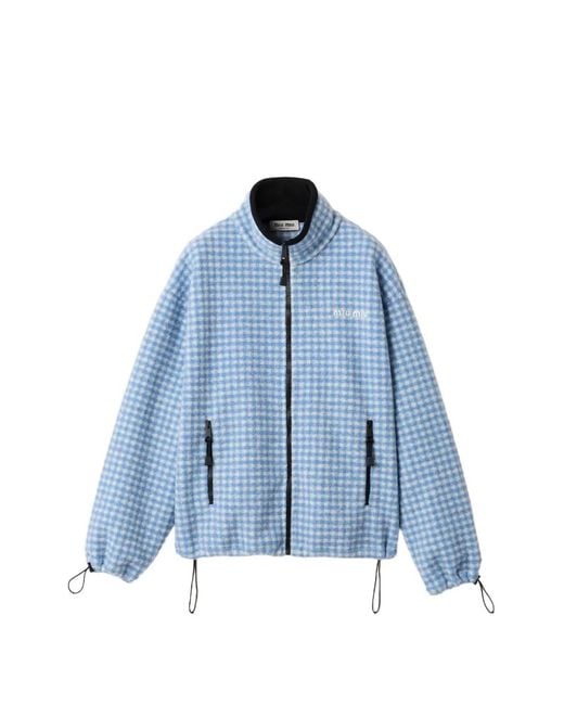 Miu Miu Blue Logo-Embroidery Cardigan