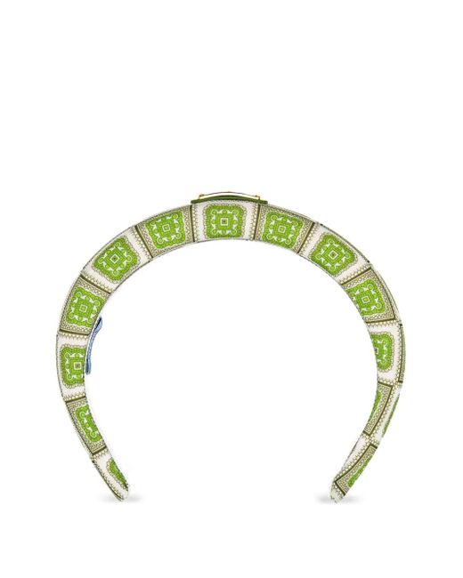 Prada Green Stirnband Mit Geometrischem Muster