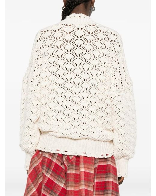 Blumarine White V-Neck Sweater