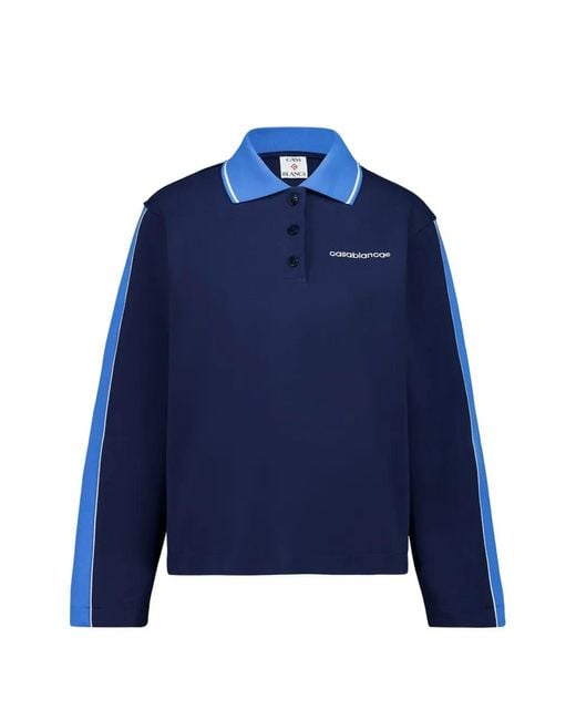 Casablanca Blue Logo-Detail Polo Shirt