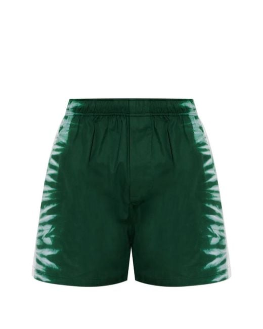 Balenciaga Green Tie-Dye Cotton Shorts for men