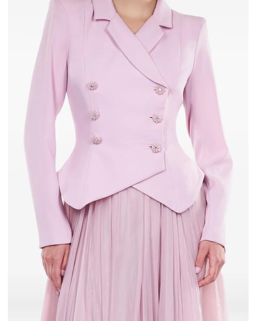 ARAFTU Pink Ensemble Blazer-Jupe Longue À Design De Basque