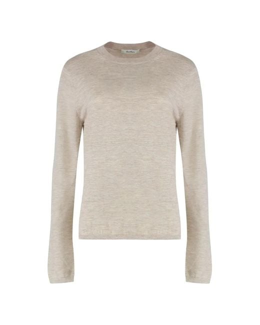 Max Mara White Fine-Knit Long-Sleeve Wool Top