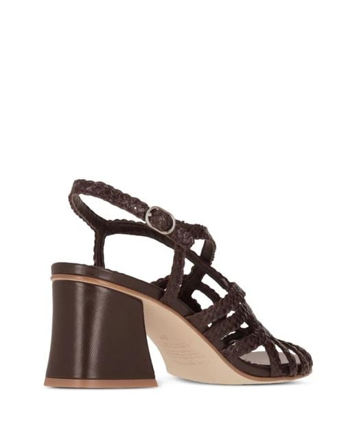 LA ROSE Brown Woven Cage Sandals