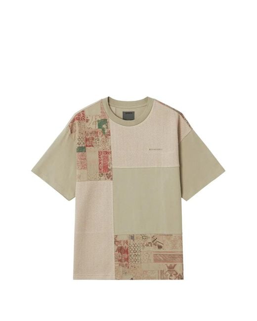 Musium Div. Natural Patchwork Woven T-Shirt for men