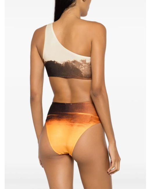 Lenny Niemeyer Orange Graphic-Print Bikini Bottoms