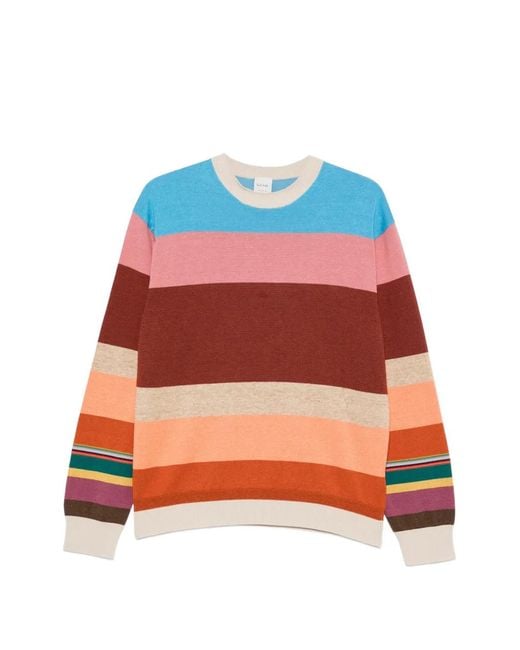 Paul Smith Orange Striped Crew-Neck Sweater for men