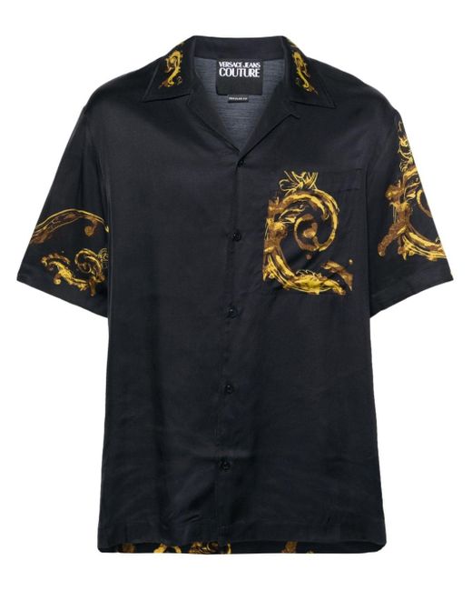 Camisa con estampado Baroccoflage Versace de hombre de color Black