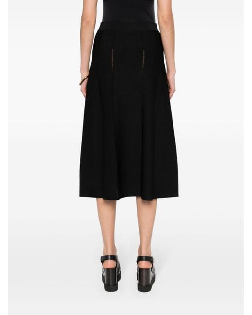 Zimmermann Black Ribbed-knit A-line Midi Skirt