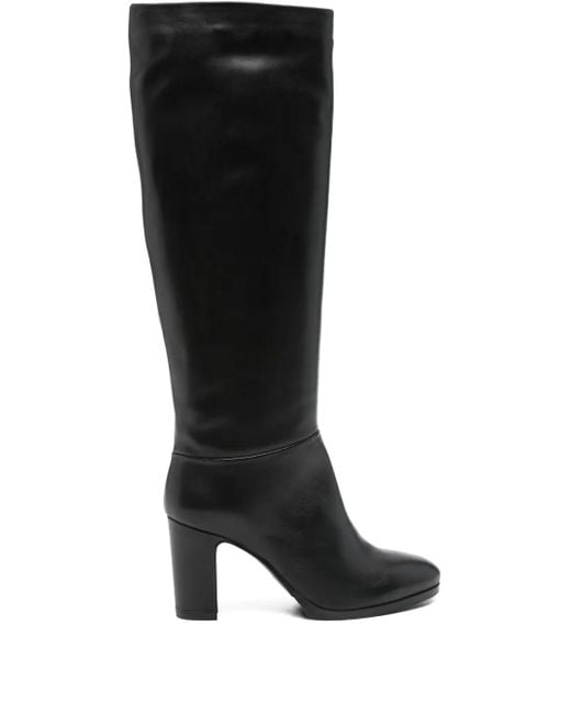 Julie Dee Black 80Mm Block-Heel Calf-Leather Boots