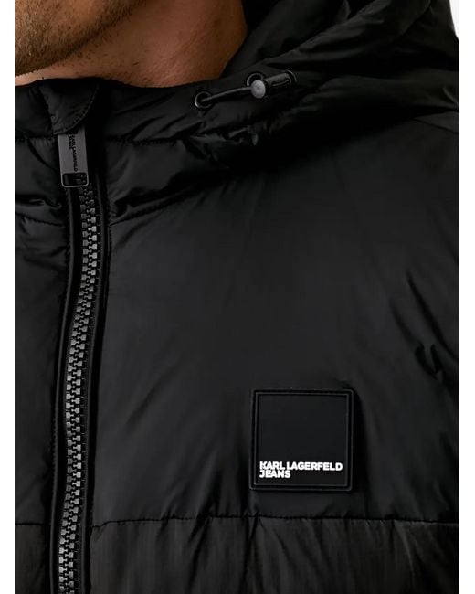 Karl Lagerfeld Black Quilted Hooded Gilet for men