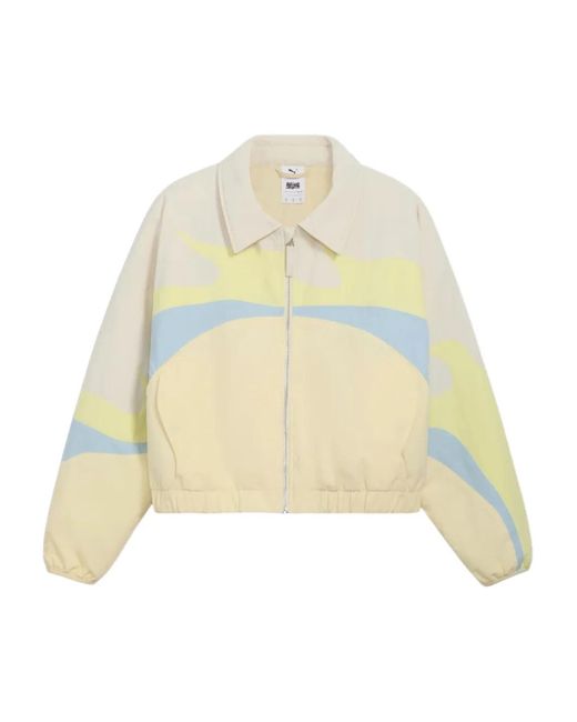 PUMA White Graphic Zip Jacket