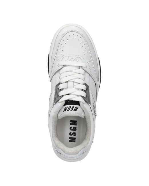 MSGM White Logo-Detail Sneakers