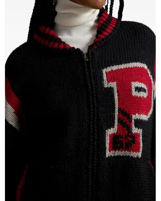 Polo Ralph Lauren Red Intarsia-Knit Zip Jacket