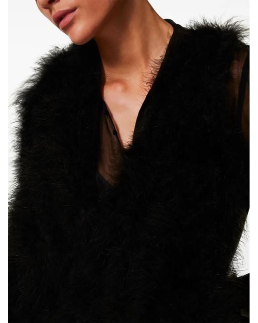 Twinset Black Feather-Embellished Gilet