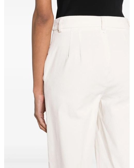 Lorena Antoniazzi White Corduroy High-Waist Wide-Leg Trousers