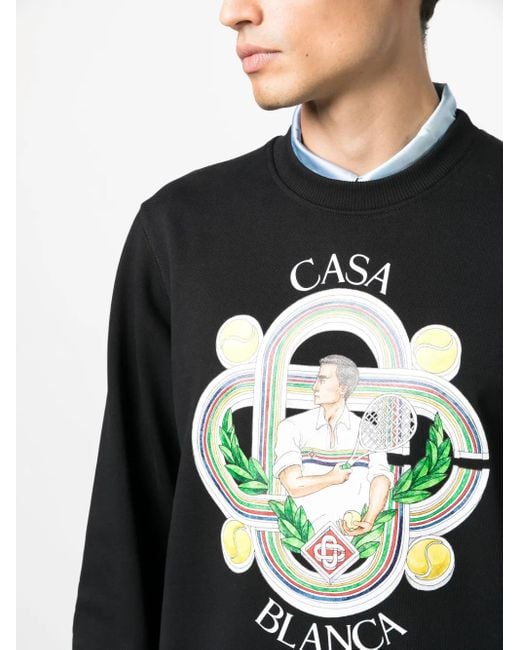 Casablanca Black Printed Sweatshirt Le Joueur Cotton for men
