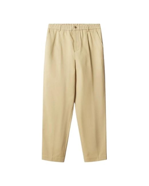 Maison Kitsuné Natural Pleated Elasticated-Waistband Trousers for men