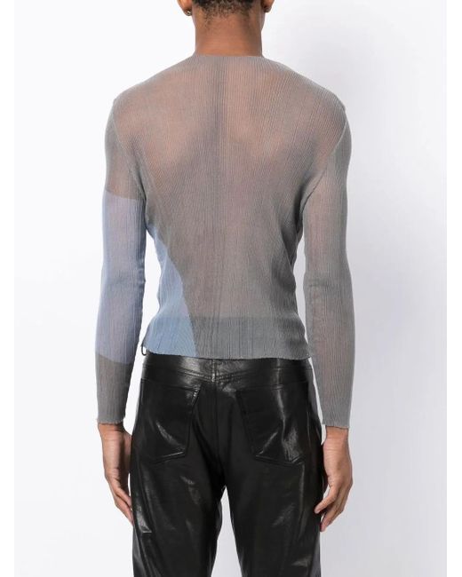 Eckhaus Latta Blue Watercolor Long-Sleeve Top