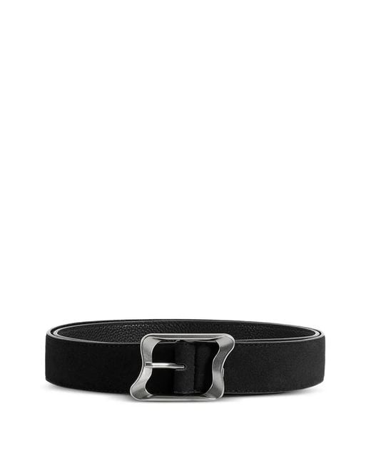 Manière De Voir White Eleanor Suede & Leather Statement Buckle Belt