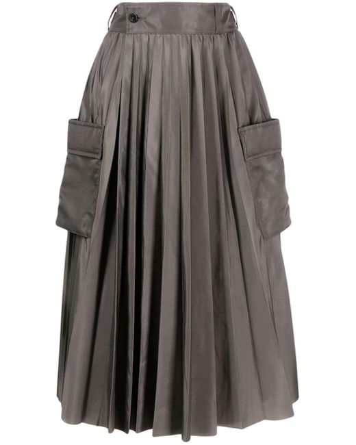 Falda midi plisada Sacai de color Gray