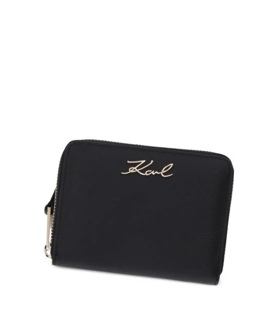 Karl Lagerfeld Black Logo Zip Wallet
