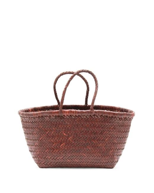 Dragon Diffusion Brown Small Triple Jump Leather Tote Bag
