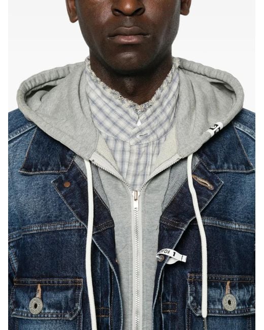 Maison Mihara Yasuhiro Blue Layered-Effect Denim Jacket for men