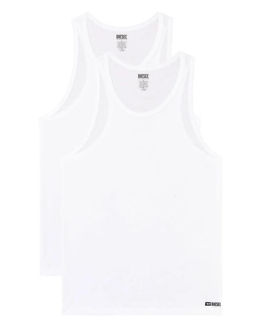 DIESEL White Walty-D-Box Tank Top (Pack Of Two) for men