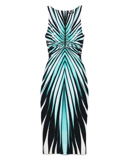 Abito Midi A Righe di Roberto Cavalli in Blue