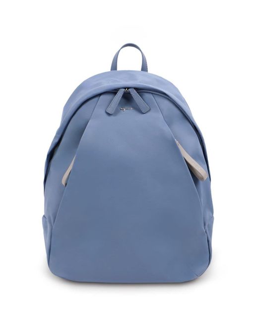 Agnes B. Blue Zipped Leather Backpack