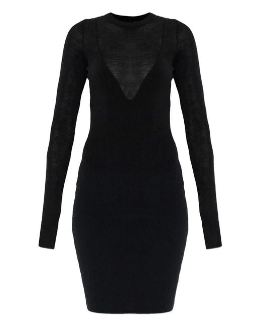 Versace Black Medusa-Detail Long-Sleeve Mini Dress