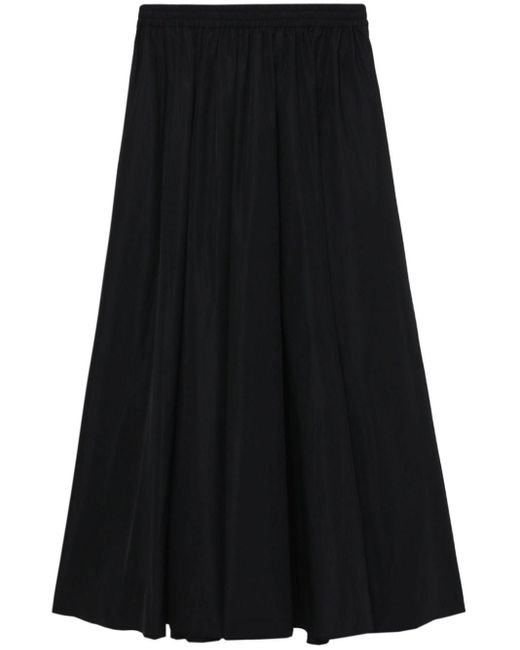 Juun.J Black Pleated A-line Midi Skirt