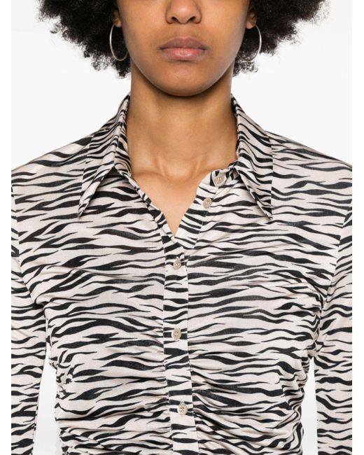Patrizia Pepe Black Jerseyhemd mit Zebra-Print