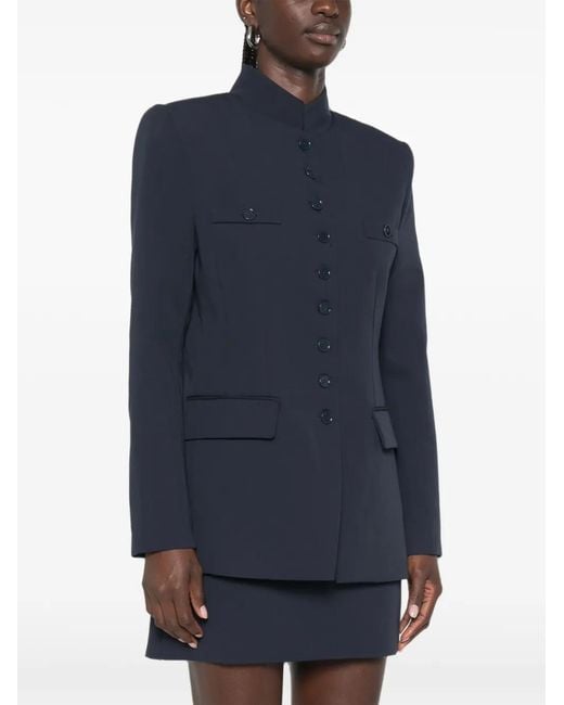 ViCOLO Blue Mandarin-Collar Button-Up Jacket