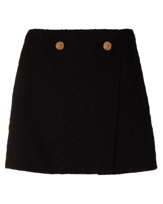 Versace Cotton Medusa Head Button Wrap Skirt In Black Lyst Uk