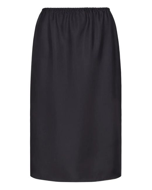 Loulou de Saison Black Vasali Elasticated Silk Midi Skirt
