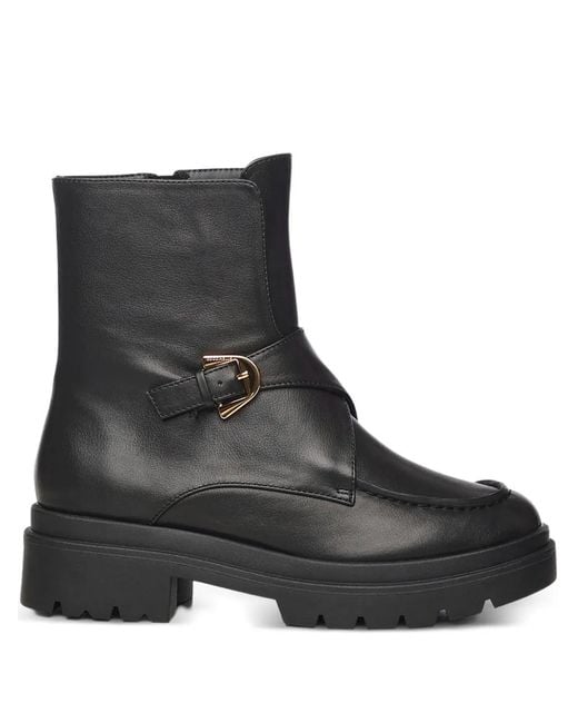 Coccinelle Black 35Mm Buckle-Strap Leather Boots