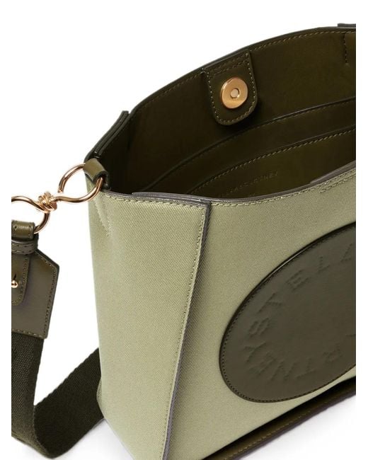 Stella McCartney Green Perforated-Logo Cotton Shoulder Bag