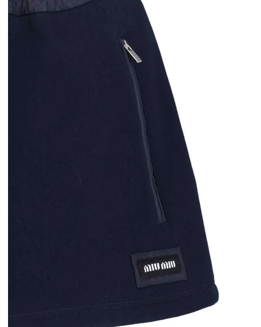 Miu Miu Blue Cotton Fleece Miniskirt