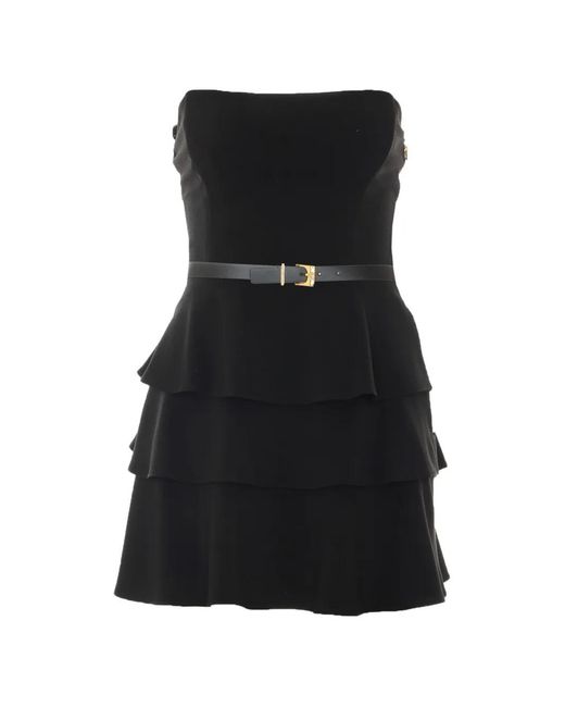 Elisabetta Franchi Black Belted Tiered Dress