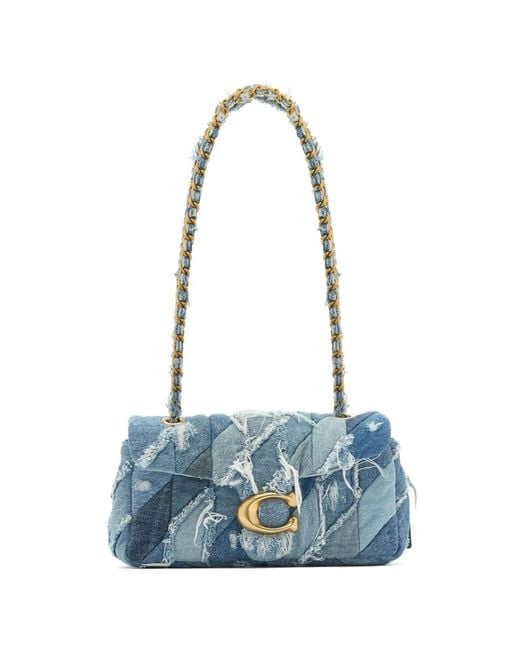COACH Blue 26 Tabby Patchwork-Design Chain-Strap Shoulder Bag