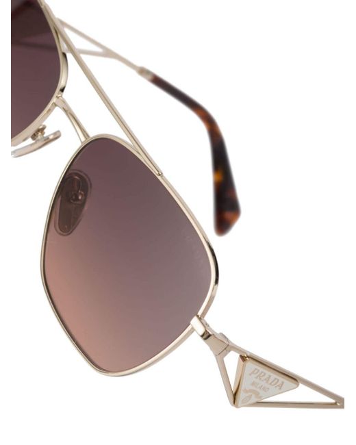 Prada Metallic Triangle-logo Pilot-frame Sunglasses