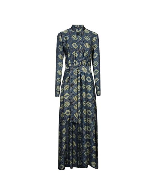 OBIDI Blue Graphic-Print Maxi Dress