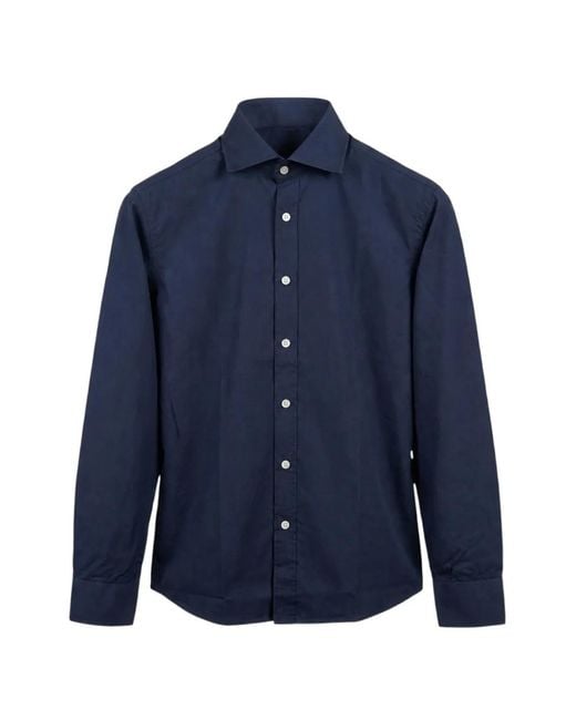 BASTONCINO Blue Long-Sleeve Button-Down Shirt for men
