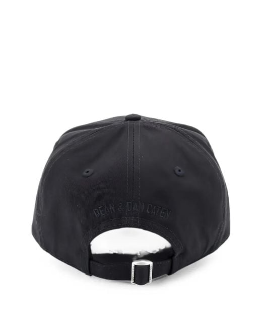 DSquared² Blue Distressed Logo-Patch Baseball Cap for men