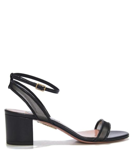 Aquazzura Black Minimalist Sandalen mit Mesh-Einsatz 50mm