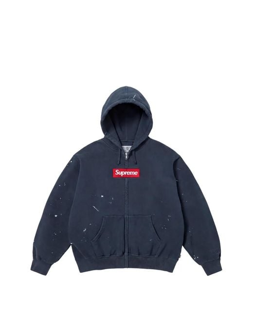 Supreme Blue X Mm& Box Logo Paint-Splatter Hoodie for men